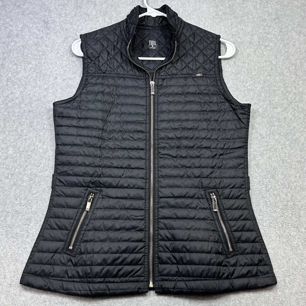 Tail Vest Womens Small Black Quilted Lightweight Zip Front Puffer Golf Jacket